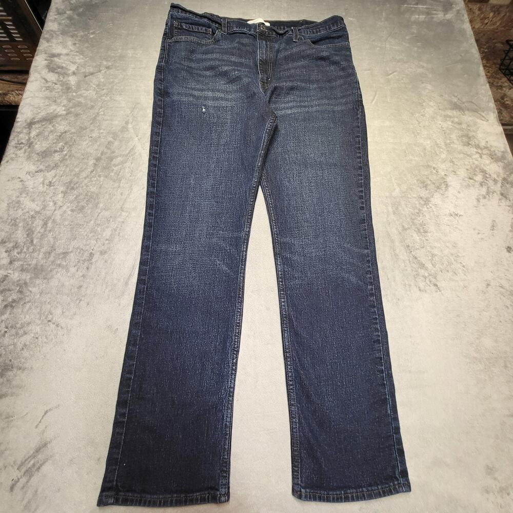 Levi Strauss Signature Jeans Mens 40x32 Blue Dark Wash Slim Straight Denim